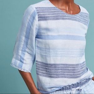 Bella Dahl Blue Stripe Tie Back Top